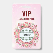Aangepaste naam VIP All Access Pass Floral Badge R (Voorzijde)