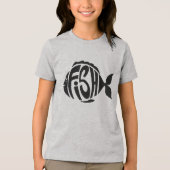 Aangepaste naam Vis Tri-Blend Shirt (Voorkant)