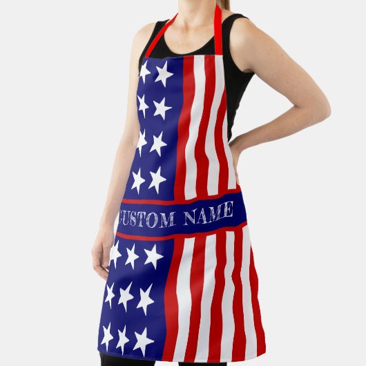 Aangepaste Naam Vlag Schort - 4th of July BBQ Gift (Insitu)