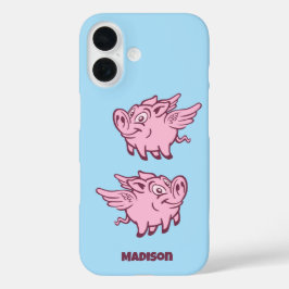 Aangepaste naam Vliegende varkens iPhone 16 Hoesje