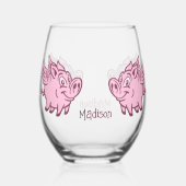 Aangepaste naam Vliegende varkens Wijnglas Zonder Voet (Voorkant)