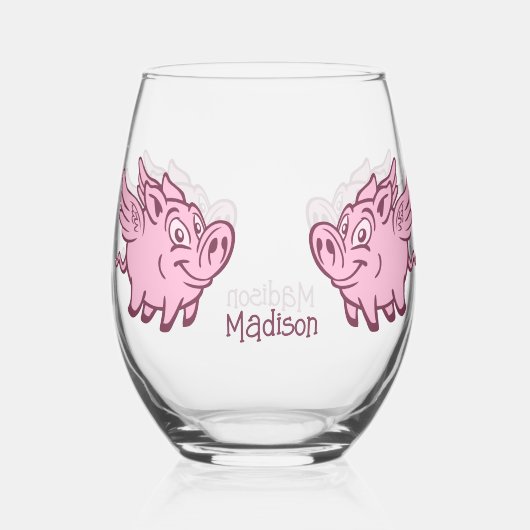 Aangepaste naam Vliegende varkens Wijnglas Zonder Voet (Voorkant)