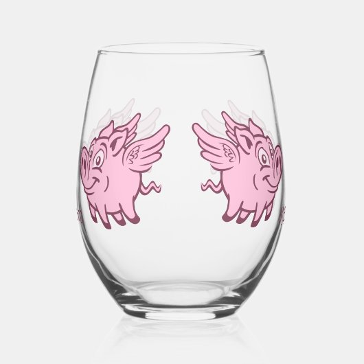 Aangepaste naam Vliegende varkens Wijnglas Zonder Voet (Links)