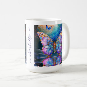Aangepaste naam Vlinder Blauw Paars Cadeau voor ha Koffiemok