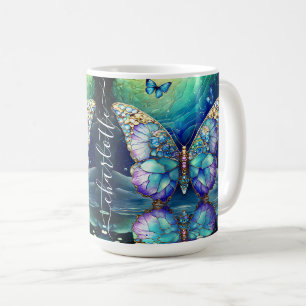 Aangepaste naam Vlinder Blauw Paars Cadeau voor ha Koffiemok