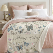 Aangepaste naam Vlinder Bloemstuk Fleece Deken