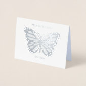 Aangepaste naam vlinder verjaardag cumpleanos zilv folie kaarten (Voorkant)