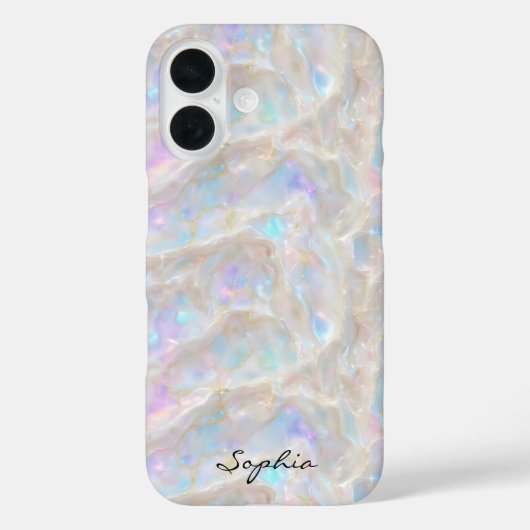 Aangepaste Naam Vloeistof Iridescent Gold Opal Gir Case-Mate iPhone Case (Achterkant)