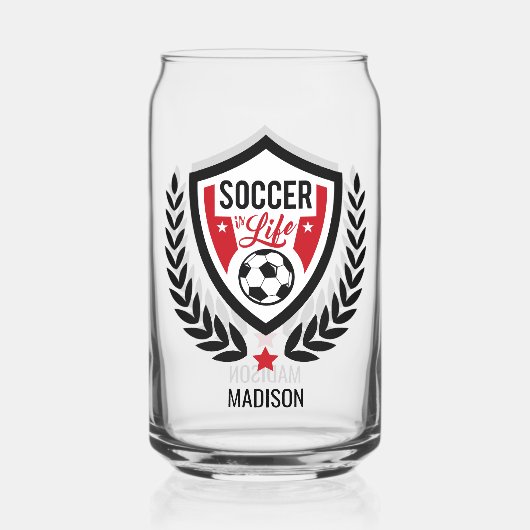 Aangepaste naam Voetbal Logo Blikvorm Glas (Achterkant)