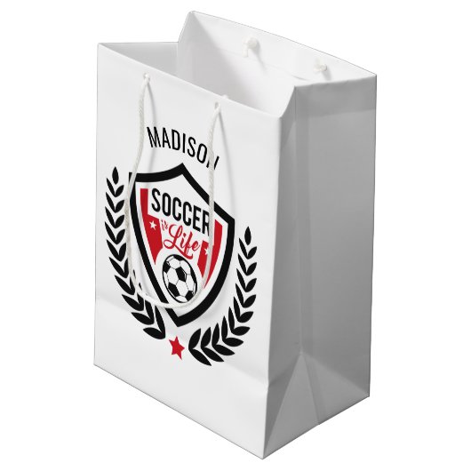 Aangepaste naam Voetbal Logo cadeautas (Achterkant Gekanteld)