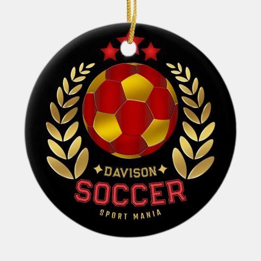 Aangepaste naam voetbal logo keramisch ornament (Voorkant)