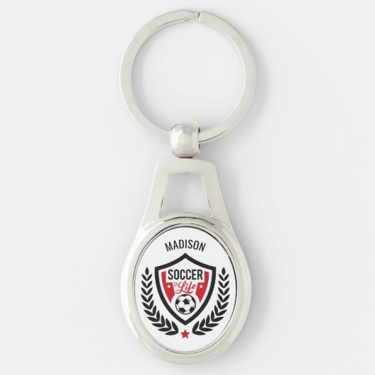 Aangepaste naam Voetbal Logo sleutelhanger (Voorkant)