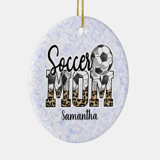 Aangepaste naam Voetbal Mam | MOEDERDAG Keramisch Ornament (Rechts)