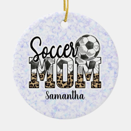 Aangepaste naam Voetbal Mam | MOEDERDAG Keramisch Ornament (Voorkant)