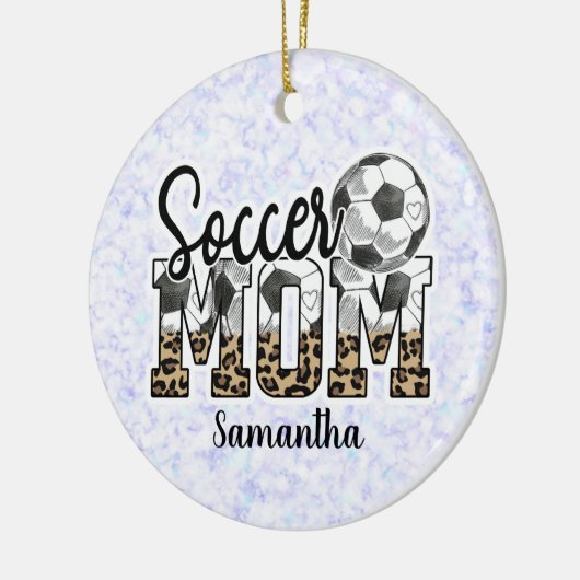 Aangepaste naam Voetbal Mam | MOEDERDAG Keramisch Ornament (Links)