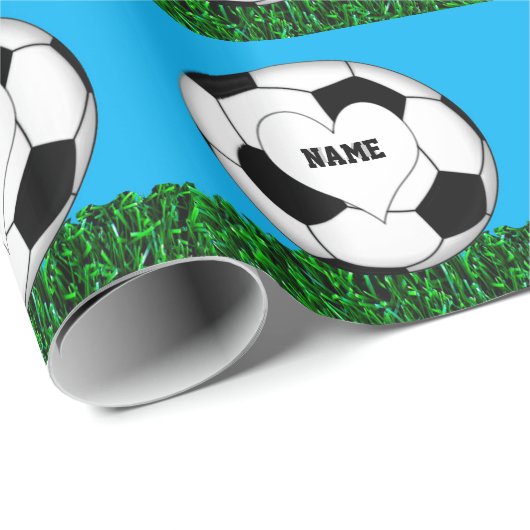 Aangepaste naam Voetbal Wrapping Papier (Rol Hoek)