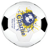 Aangepaste naam voetbaldoel blauwe grafische kaart voetbal (Gedraaid)