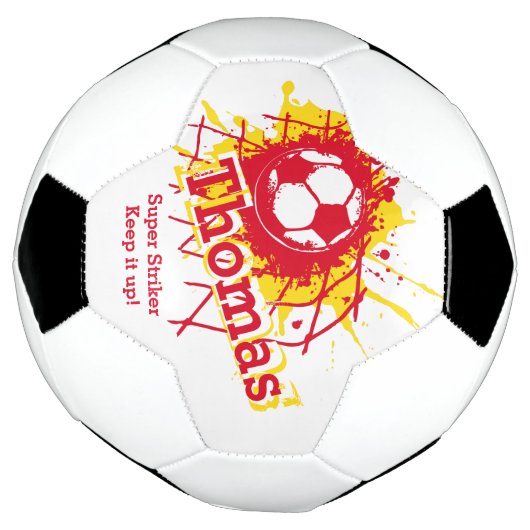 Aangepaste naam voetbaldoel rode afbeelding voetbal (Gedraaid)