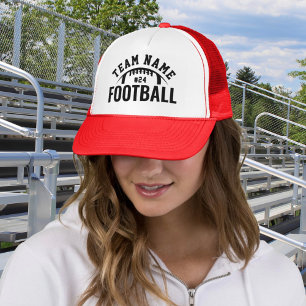 Aangepaste naam voetbalteam nummer rood trucker pet
