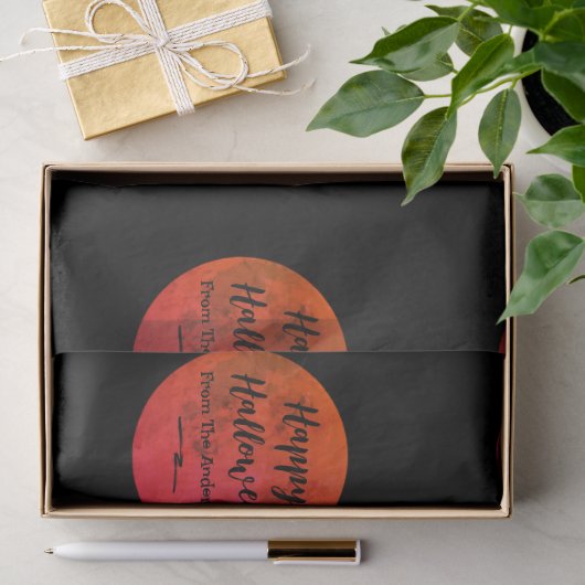Aangepaste Naam Volle Maan Patroon Happy Halloween Tissuepapier (Geschenk)