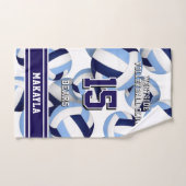 Aangepaste naam volleybal blauw wit team kleuren bad handdoek (Handdoek)