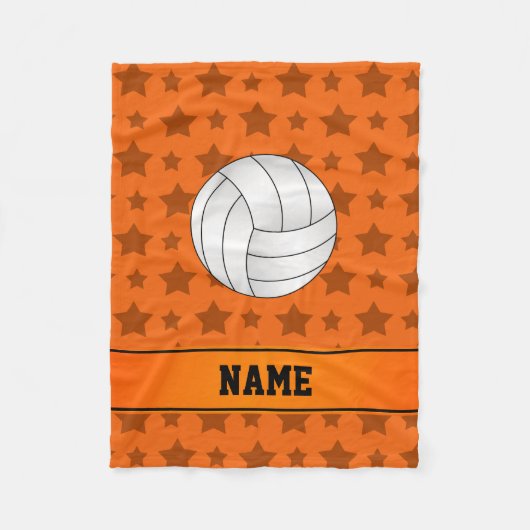Aangepaste naam volleybal oranje sterren fleece deken (Voorkant)