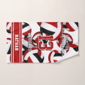Aangepaste naam volleybal rood zwart team kleuren handdoek (Handdoek)