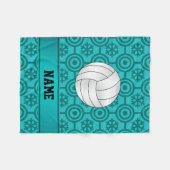Aangepaste naam volleybal turquoise retro sneeuwvl fleece deken (Voorkant (Horizontaal))