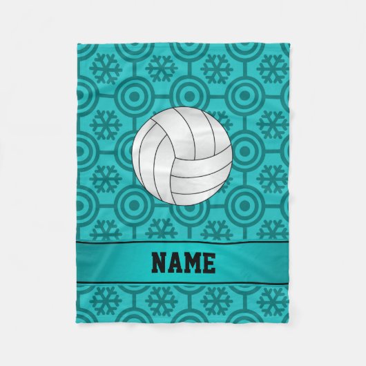 Aangepaste naam volleybal turquoise retro sneeuwvl fleece deken (Voorkant)