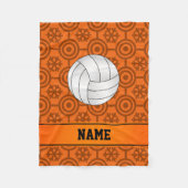 Aangepaste naam volleybal zwart sinaasappel sneeuw fleece deken (Voorkant)