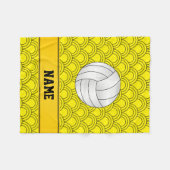 Aangepaste naam volleybal zwarte gele halve cirkel fleece deken (Voorkant (Horizontaal))