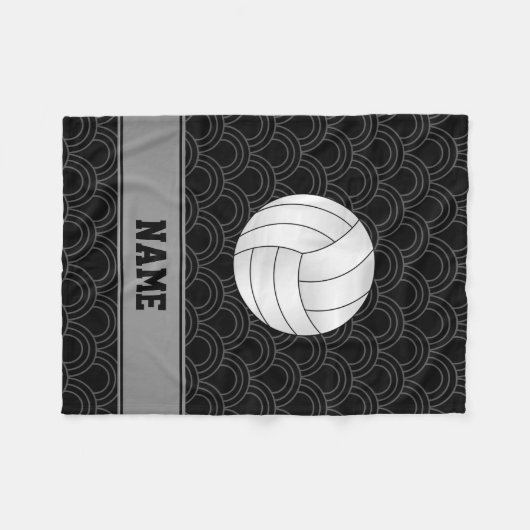 Aangepaste naam volleybal zwarte halve cirkels fleece deken (Voorkant (Horizontaal))