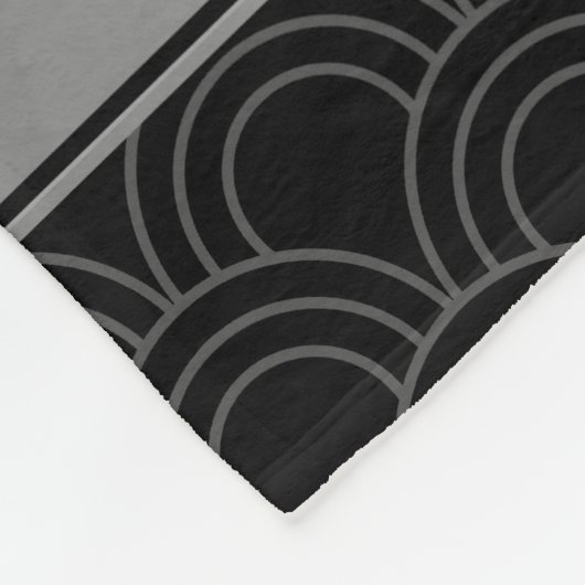 Aangepaste naam volleybal zwarte halve cirkels fleece deken (Hoek)