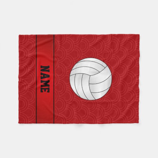 Aangepaste naam volleybal zwarte rode halve cirkel fleece deken (Voorkant (Horizontaal))