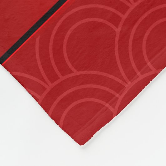 Aangepaste naam volleybal zwarte rode halve cirkel fleece deken (Hoek)