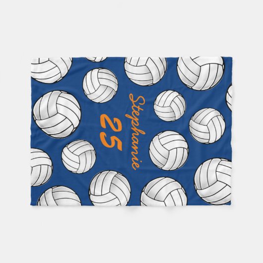 Aangepaste naam Volleyball Navy Fleece Blanket (Voorkant (Horizontaal))