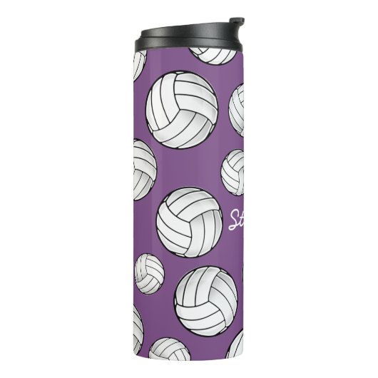 Aangepaste naam Volleyball Paars Thermosbeker (Gedraaid links)