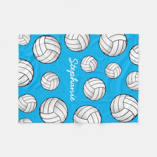 Aangepaste naam Volleyball Turquoise Fleece Deken (Voorkant (Horizontaal))