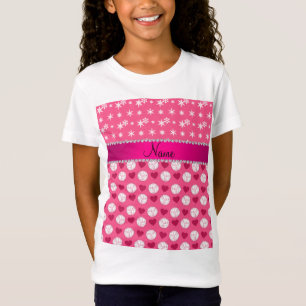Aangepaste naam volleyballen harten sneeuwvlokken t-shirt