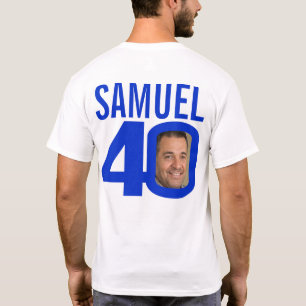 Aangepaste naam voor 40e verjaardag en blauw fotos t-shirt