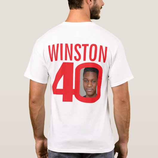 Aangepaste naam voor 40e verjaardag en rood fotosj t-shirt (Achterkant)