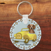 Aangepaste naam voor "Beagle Driving Car" Sleutelhanger (Voorkant)