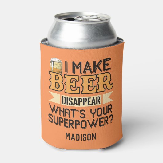 Aangepaste naam voor Beer Superpower Blikjeskoeler (Blikje Voorkant)