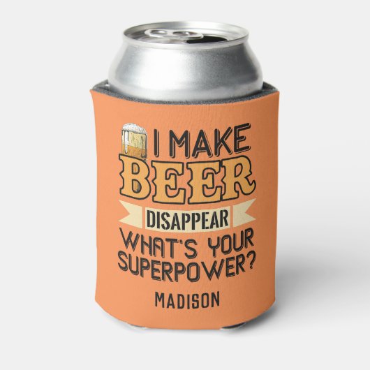 Aangepaste naam voor Beer Superpower Blikjeskoeler (Blikje Achterkant)