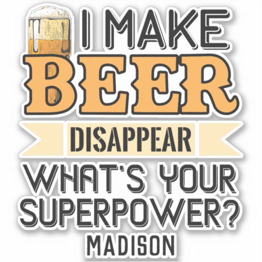 Aangepaste naam voor Beer Superpower Sticker (Voorkant)