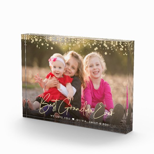 Aangepaste naam voor beste Grandma Ever Gold Glitt Fotoblokken (Rechts)