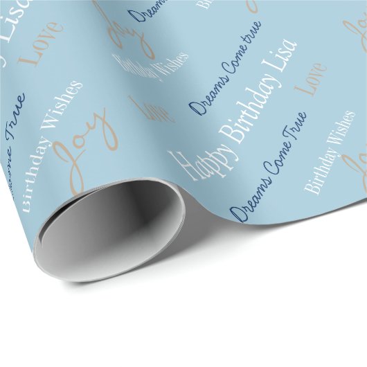 Aangepaste naam voor Birthday Wrapping Paper Cadeaupapier (Rol Hoek)
