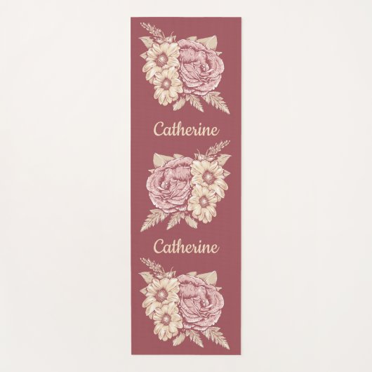 Aangepaste naam voor bloem-illustratie yoga mat (Voorkant)