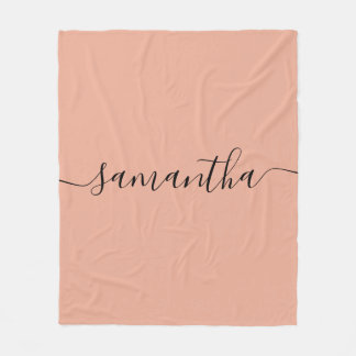 Aangepaste naam voor Blush roze kalligrafie Fleece Deken
