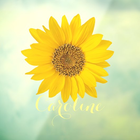 Aangepaste naam voor Bright Gele Zonnebloem Raamsticker (Vel 3)